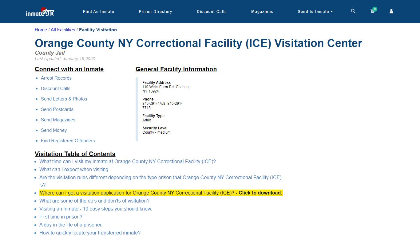 Orange County NY Correctional Facility (ICE) | Visitation, dress code ...
